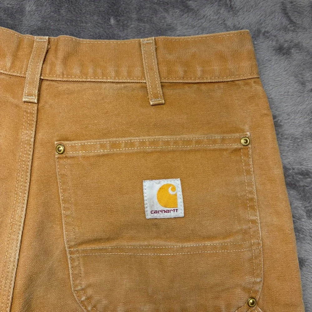 Vintage Carhartt B01 Work Pants Mens 32x34 Brown Loose Double Knee Made In USA